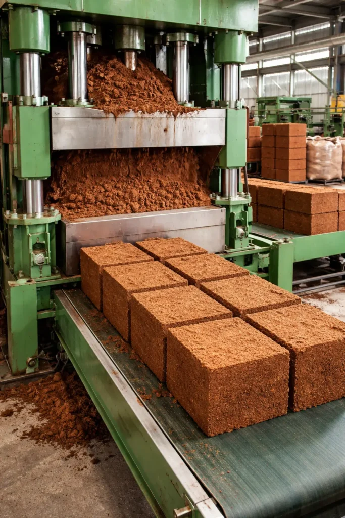 cocopeat compressing process