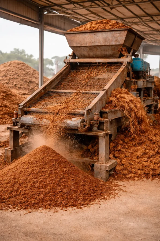 cocopeat seiving process